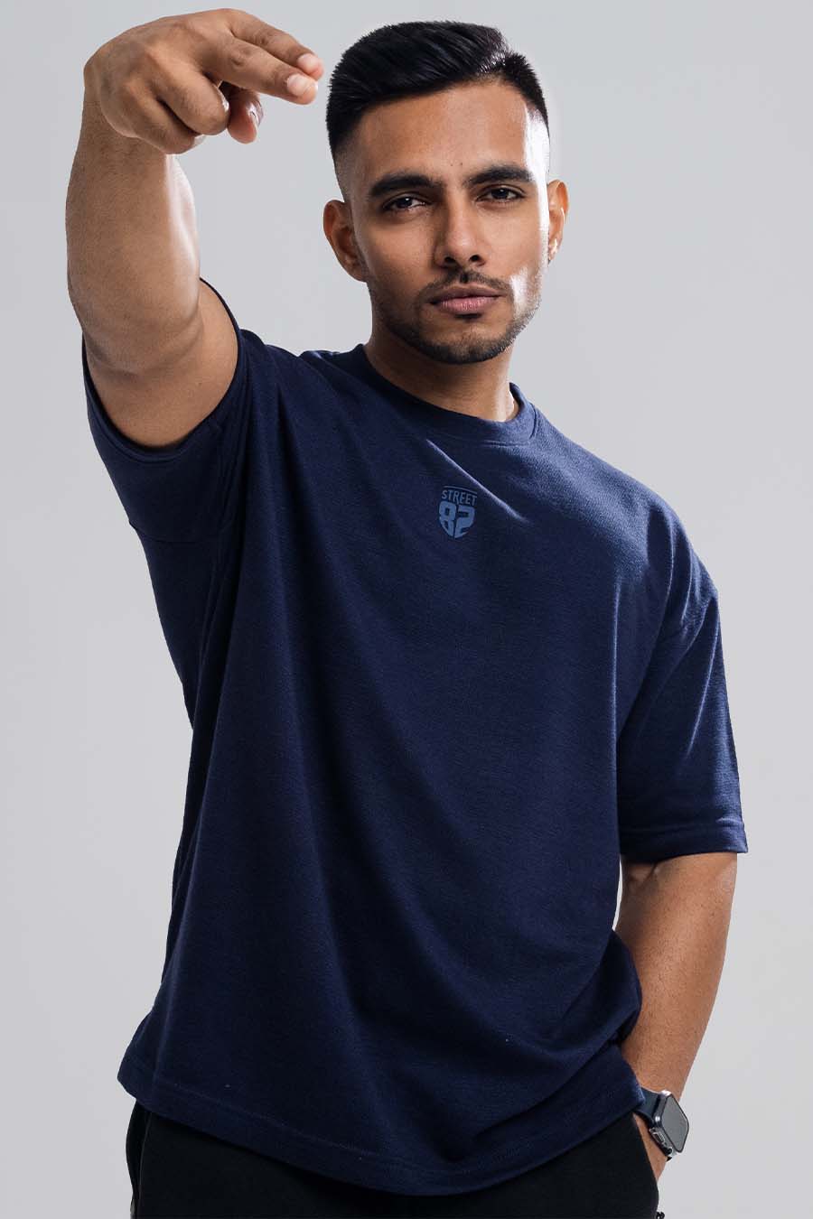 Jacquard fabric Oversize, middle logo print T-shirt