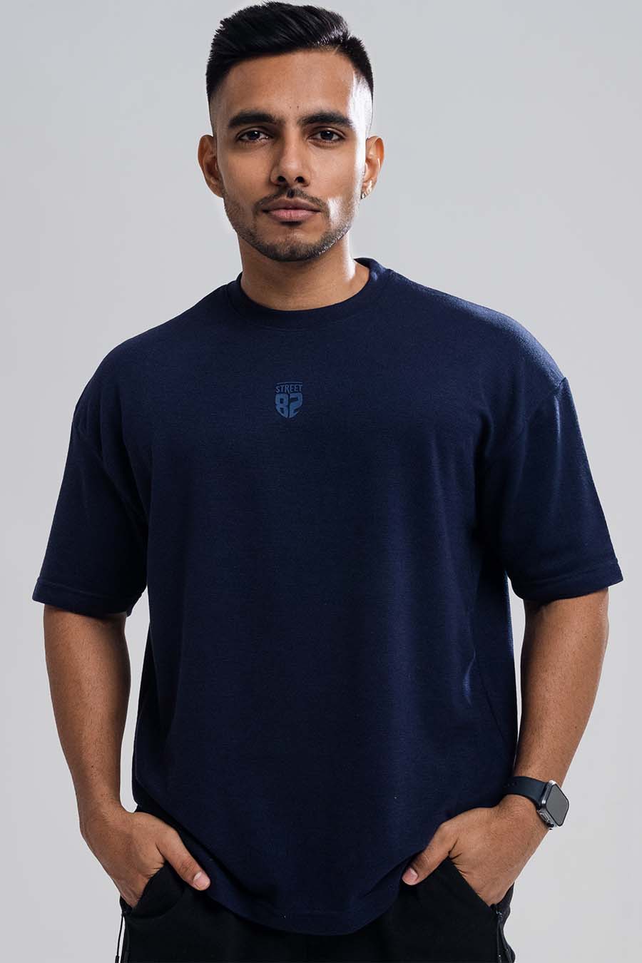 Jacquard fabric Oversize, middle logo print T-shirt