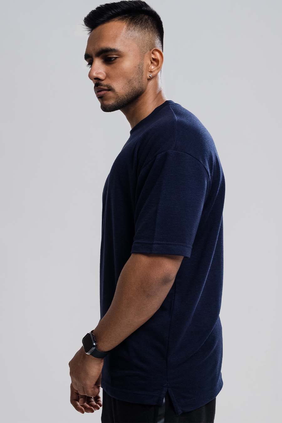 Jacquard fabric Oversize, middle logo print T-shirt
