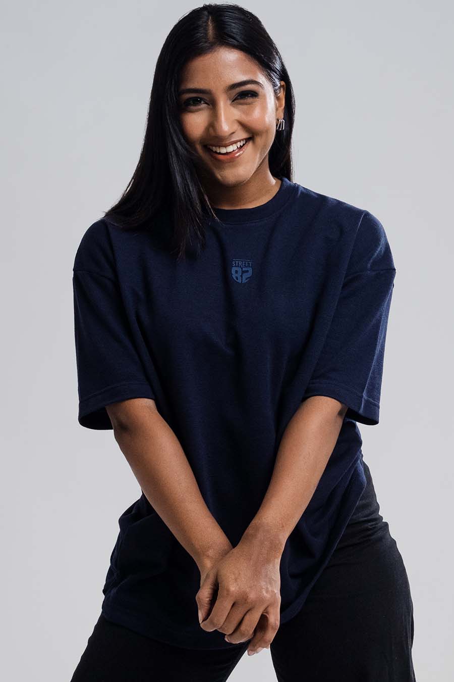 Jacquard fabric Oversize, middle logo print T-shirt