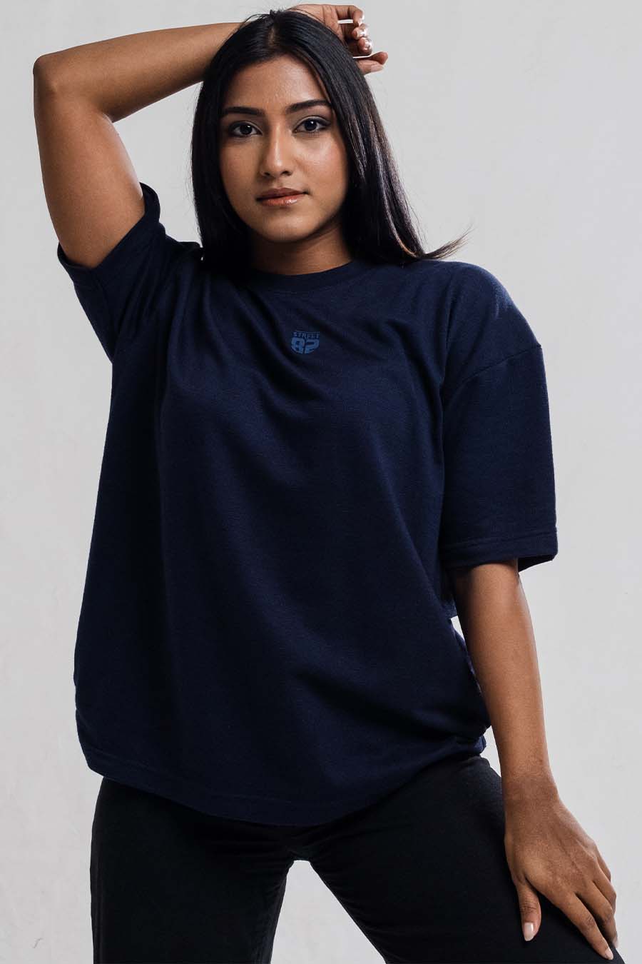 Jacquard fabric Oversize, middle logo print T-shirt