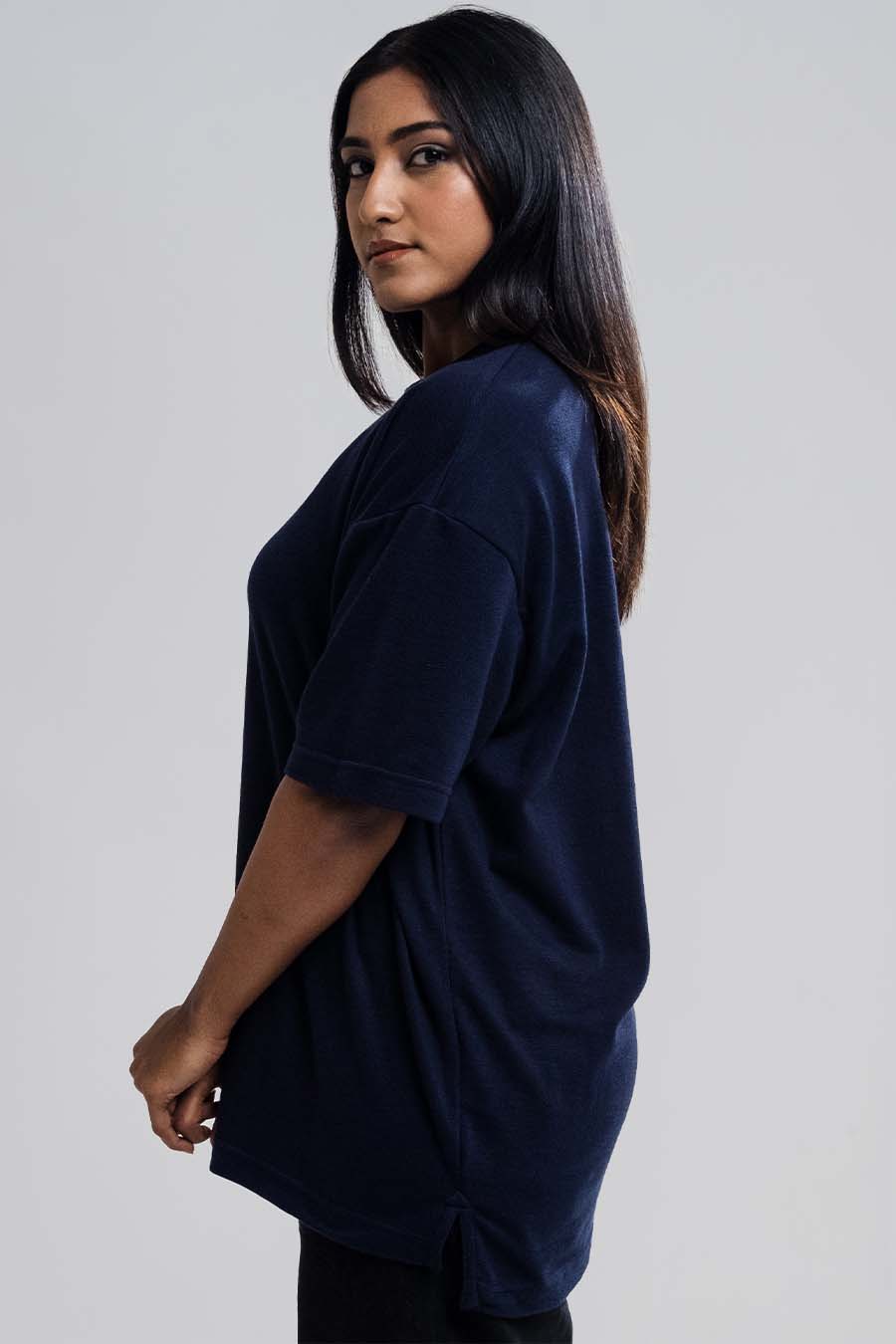 Jacquard fabric Oversize, middle logo print T-shirt