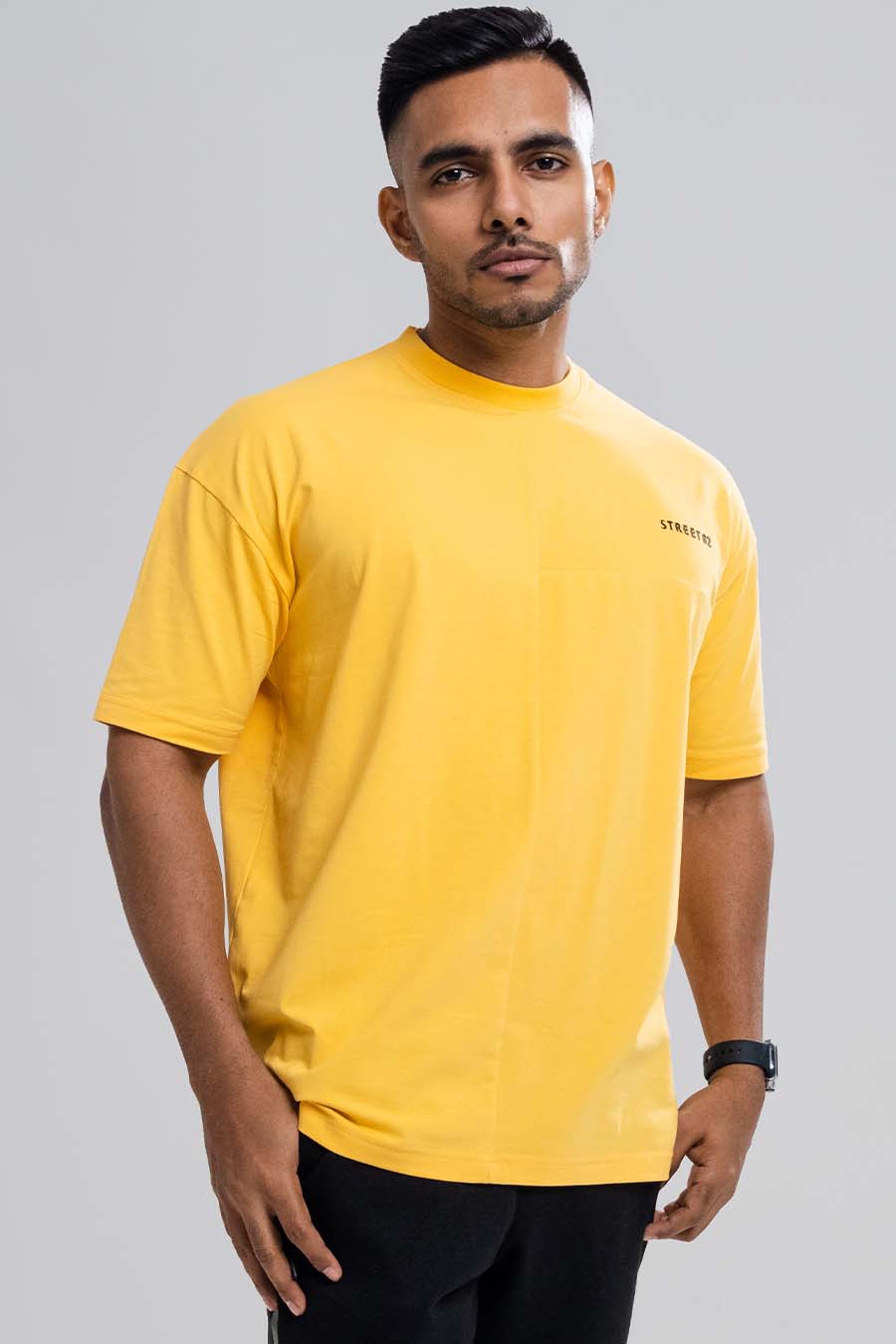 Oversize - 3 pieces attached design chest logo print - Solid Lycra Jersey T-shirt
