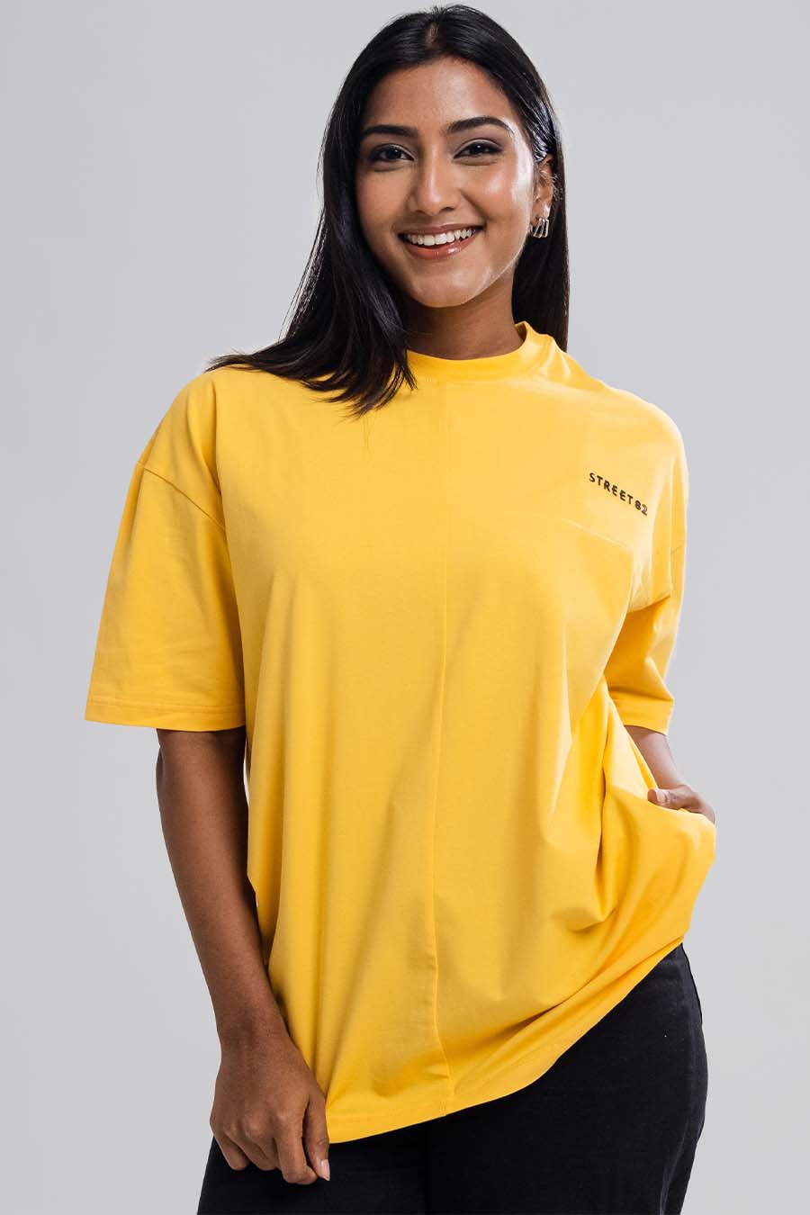 Oversize - 3 pieces attached design chest logo print - Solid Lycra Jersey T-shirt