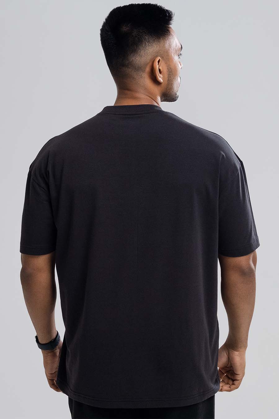 Oversize - 3 pieces attached design chest logo print - Solid Lycra Jersey T-shirt