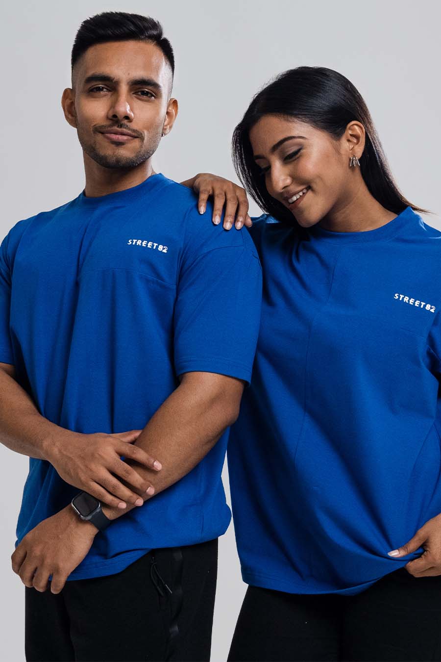 Oversize - 3 pieces attached design chest logo print - Solid Lycra Jersey T-shirt