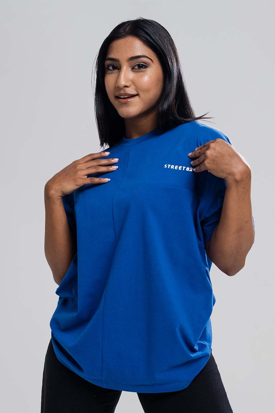 Oversize - 3 pieces attached design chest logo print - Solid Lycra Jersey T-shirt