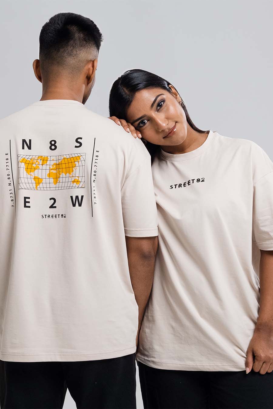 Worldmap Back Print Oversize - Solid Lycra Jersey T-shirt