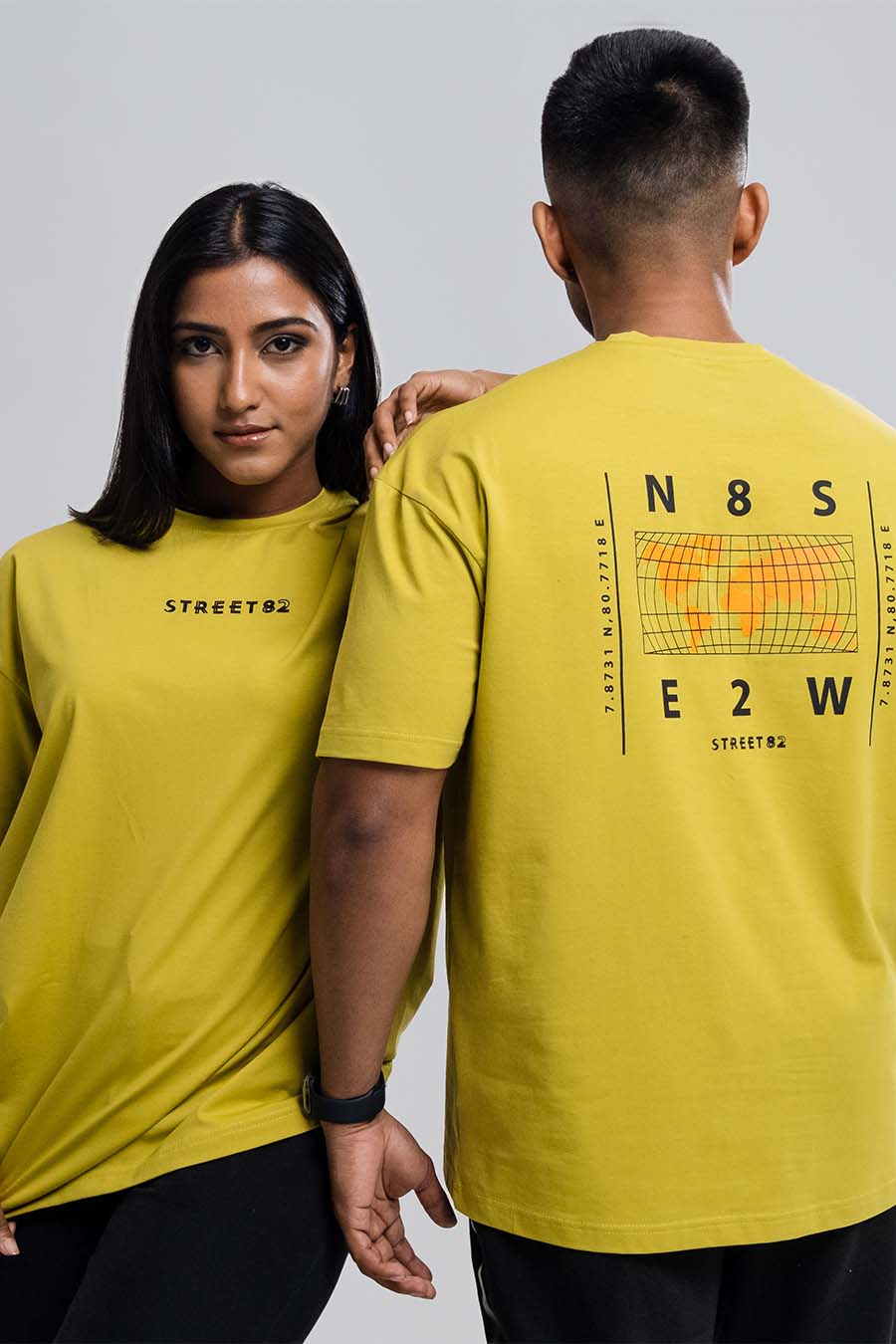 Worldmap Back Print Oversize - Solid Lycra Jersey T-shirt