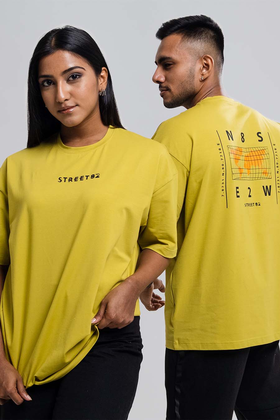 Worldmap Back Print Oversize - Solid Lycra Jersey T-shirt