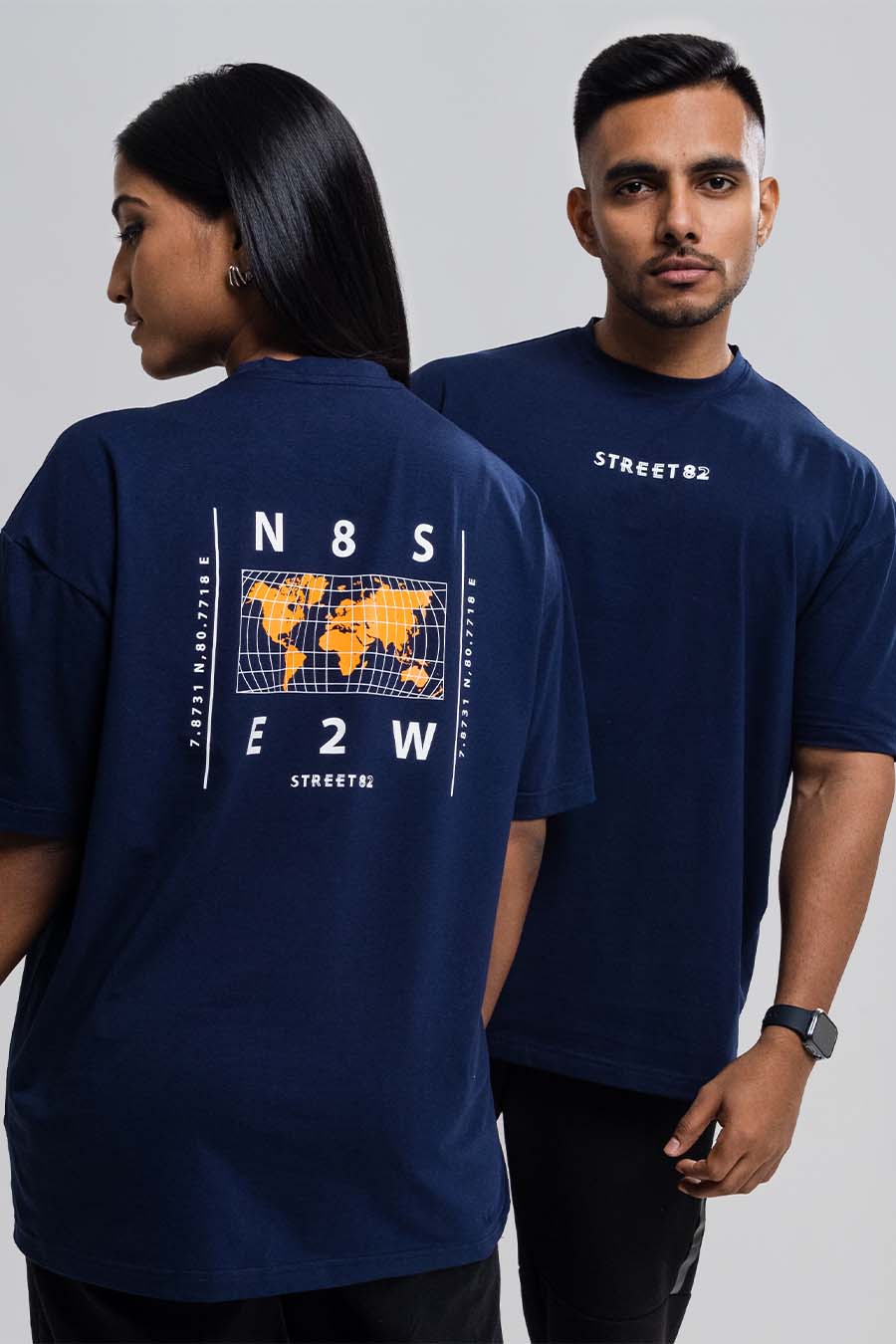 Worldmap Back Print Oversize - Solid Lycra Jersey T-shirt