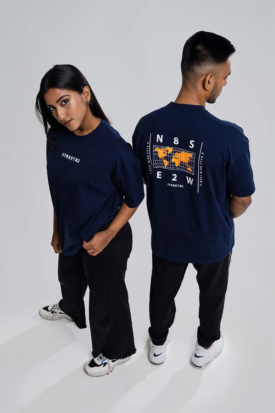 Worldmap Back Print Oversize - Solid Lycra Jersey T-shirt