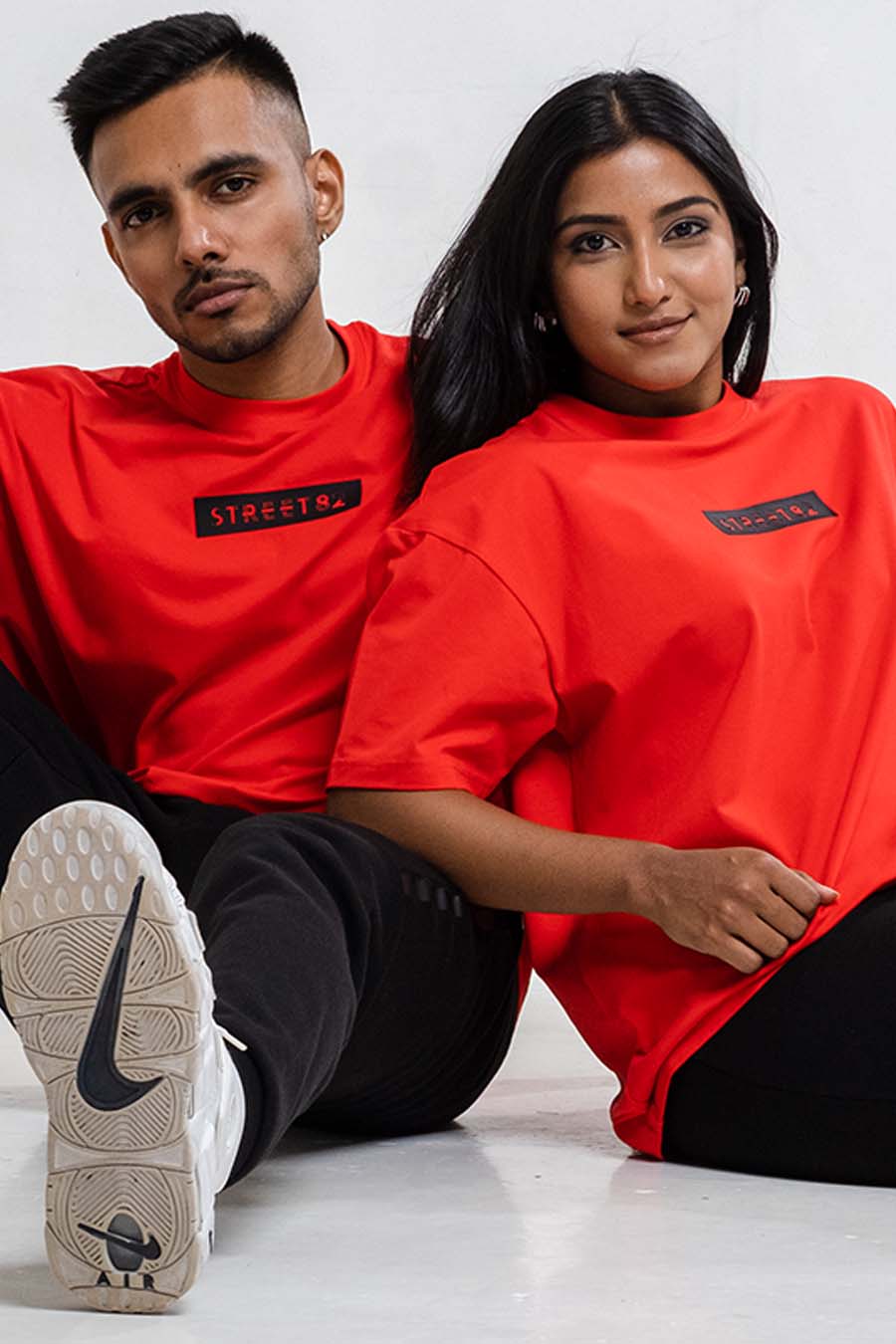 Oversize - Contrast middle logo print - Solid Lycra Jersey T-shirt