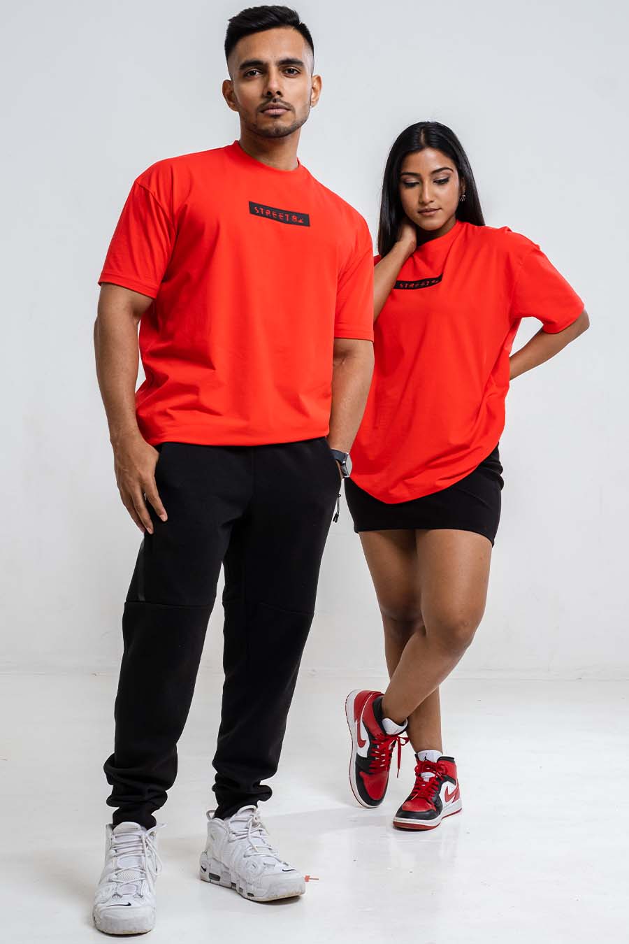 Oversize - Contrast middle logo print - Solid Lycra Jersey T-shirt