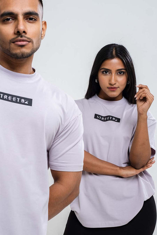 Oversize - Contrast middle logo print - Solid Lycra Jersey T-shirt