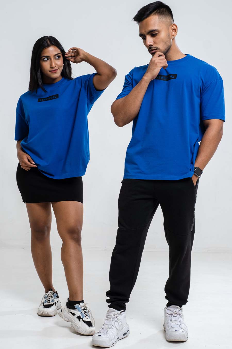 Oversize - Contrast middle logo print - Solid Lycra Jersey T-shirt