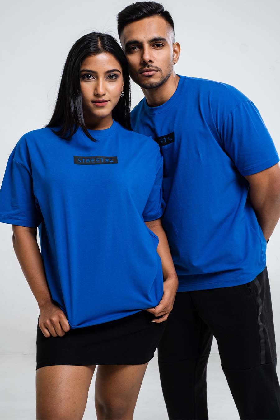 Oversize - Contrast middle logo print - Solid Lycra Jersey T-shirt