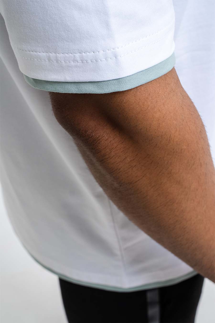 Oversize - Contrast binding chest logo print - Solid Lycra Jersey T-shirt