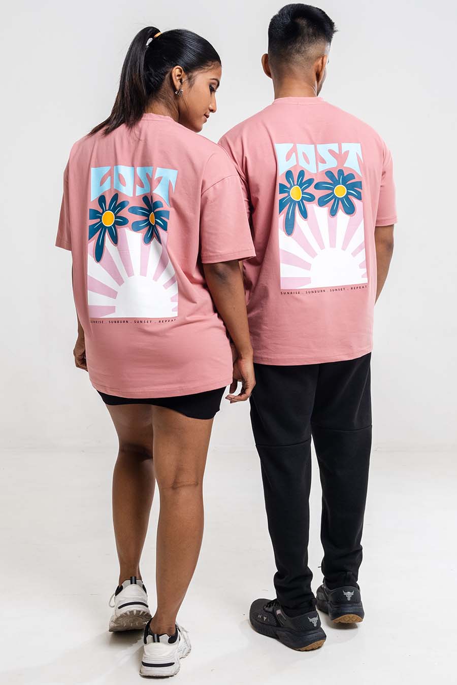 LOST in the sunset back print, Solid Lycra Jersey Oversize T-shirt