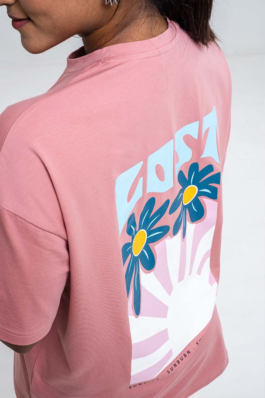 LOST in the sunset back print, Solid Lycra Jersey Oversize T-shirt
