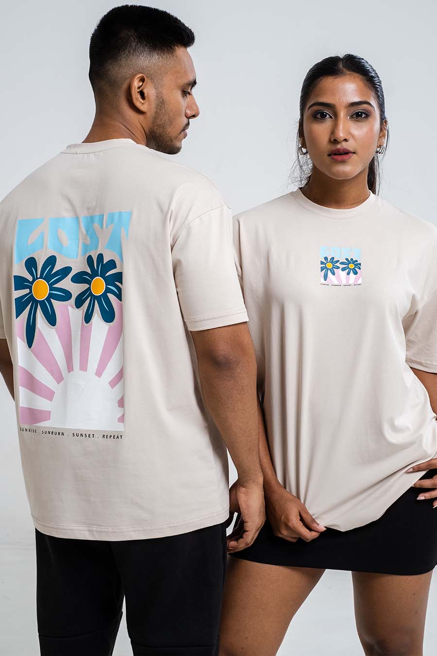 LOST in the sunset back print, Solid Lycra Jersey Oversize T-shirt