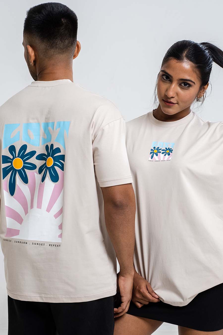 LOST in the sunset back print, Solid Lycra Jersey Oversize T-shirt
