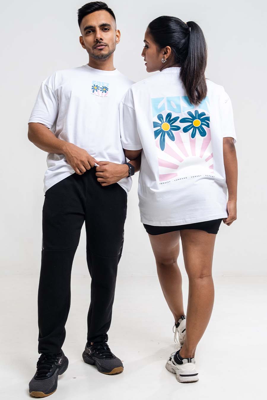 LOST in the sunset back print, Solid Lycra Jersey Oversize T-shirt