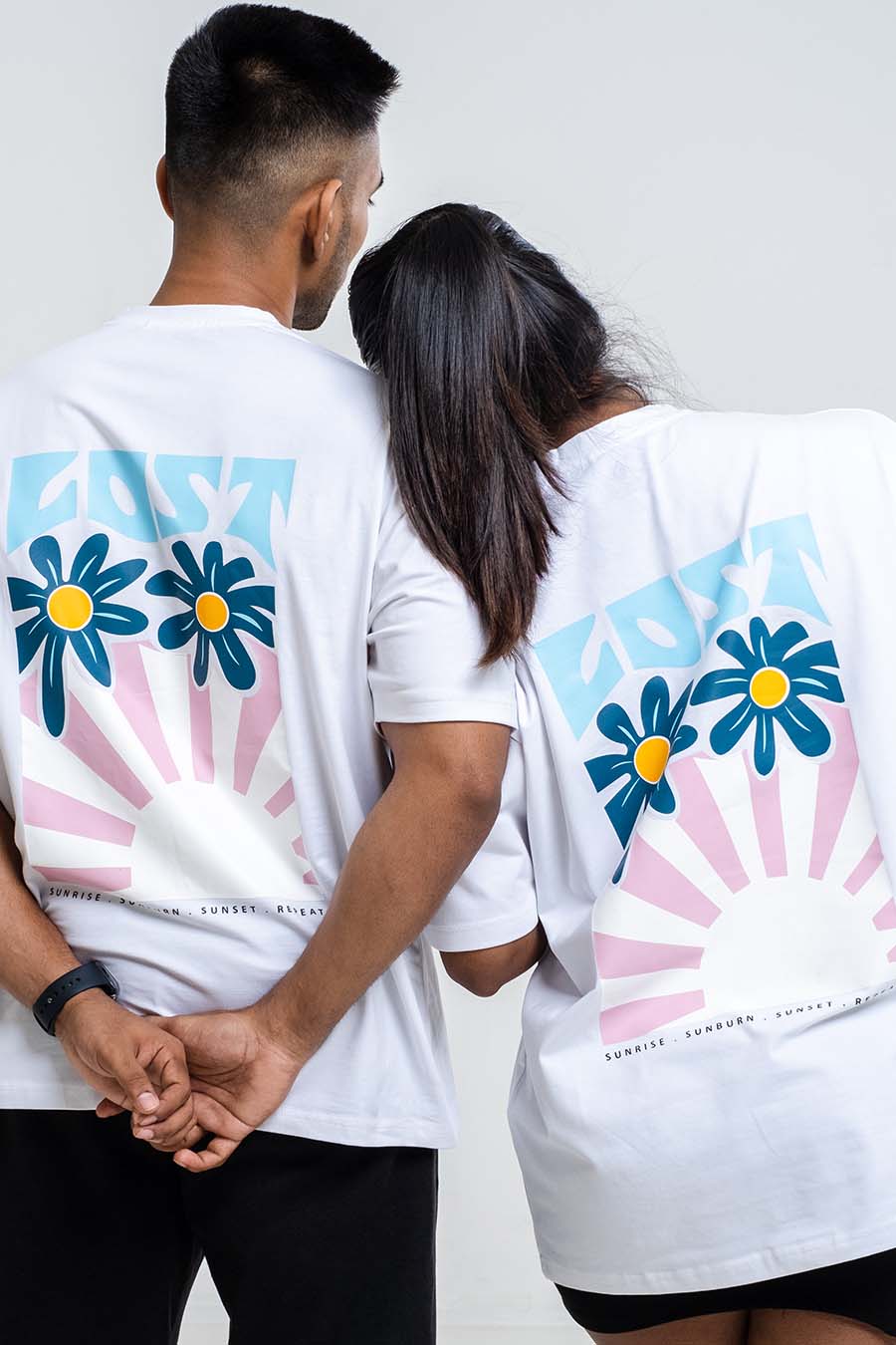 LOST in the sunset back print, Solid Lycra Jersey Oversize T-shirt