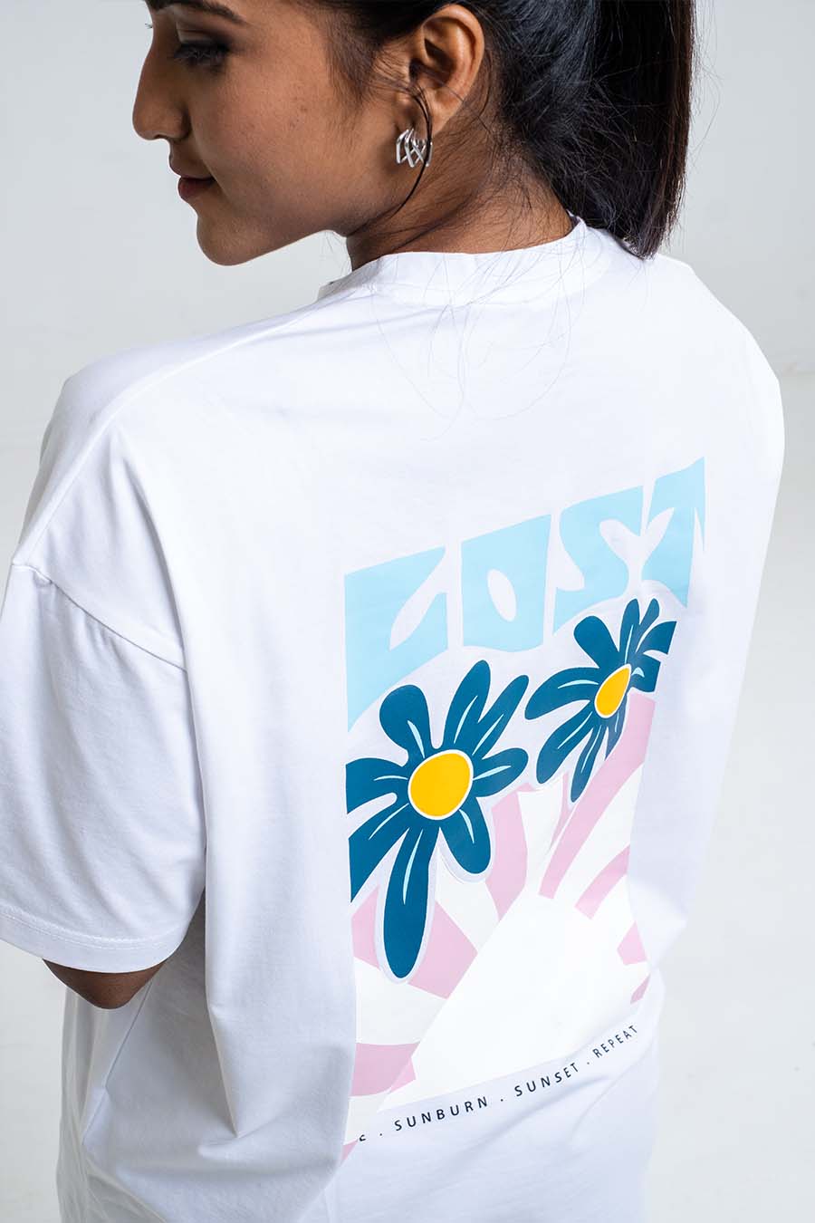 LOST in the sunset back print, Solid Lycra Jersey Oversize T-shirt