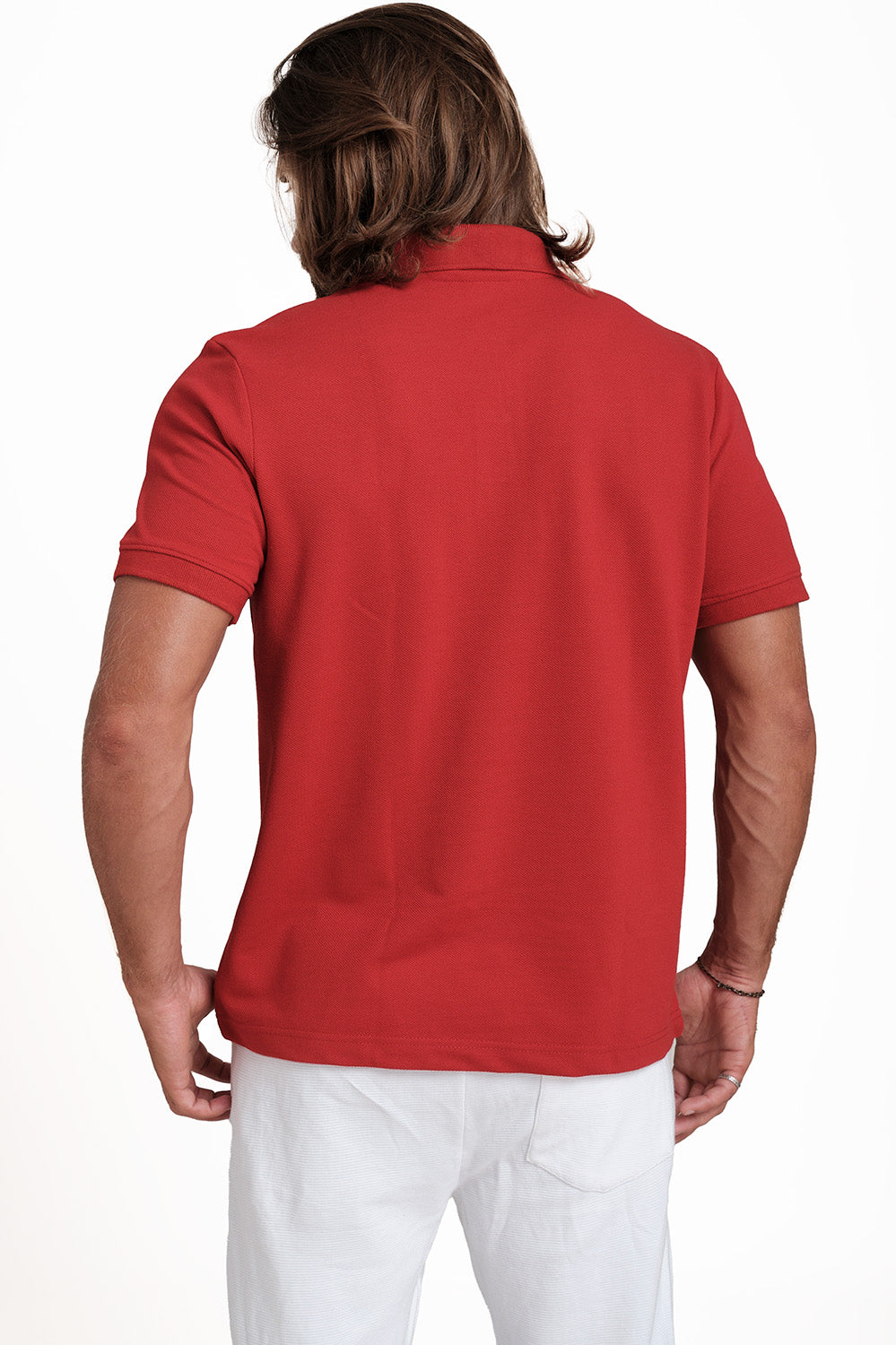 Polo plain Red T-shirts with Front Embroidery, Solid pique fabric