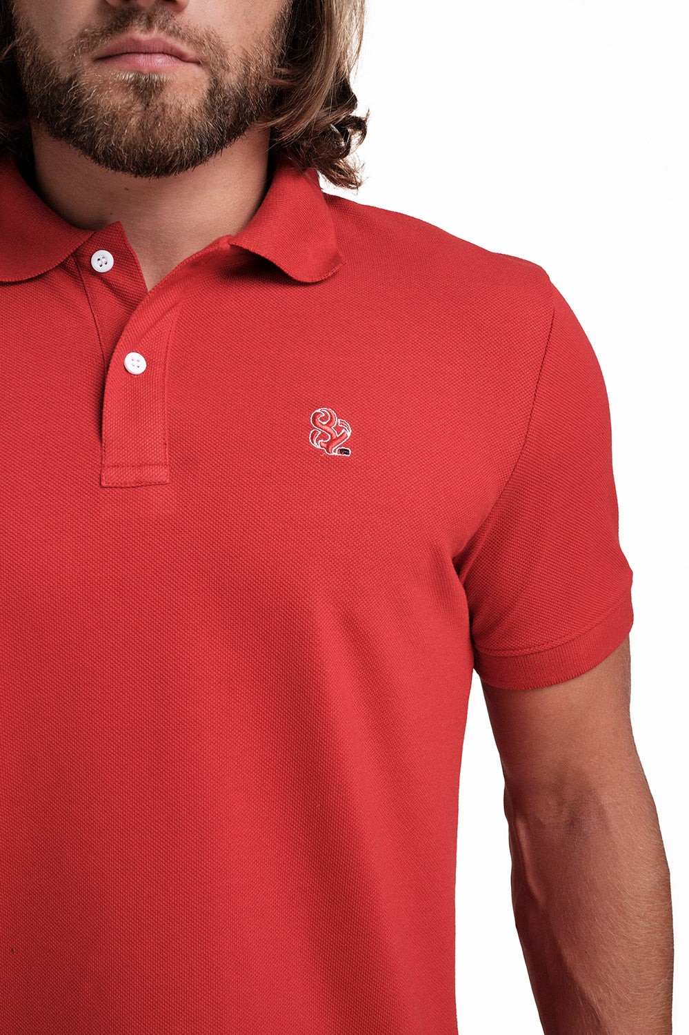 Polo plain Red T-shirts with Front Embroidery, Solid pique fabric