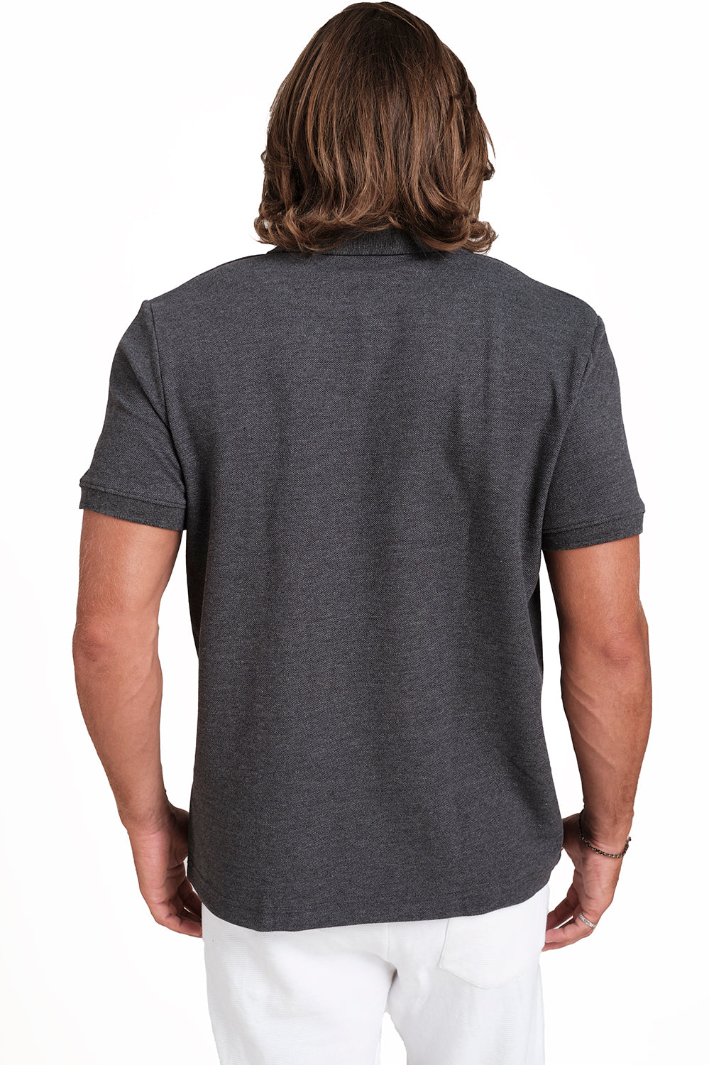 Polo plain Charcoal T-shirts with Front Embroidery, Solid pique fabric