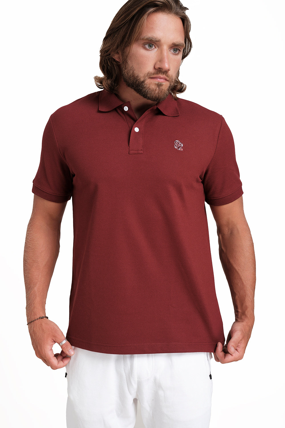 Polo plain Cordovan T-shirts with Front Embroidery, Solid pique fabric