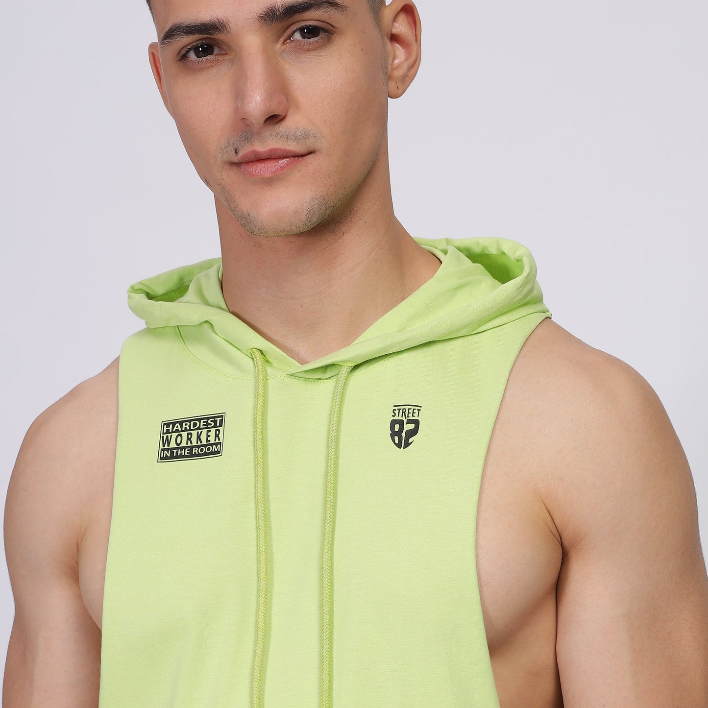 Mens drawstring hooded vest