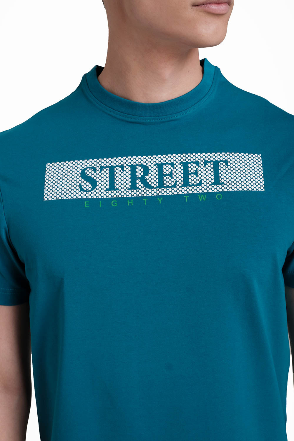 STREET EIGHTY TWO Front High Build & Rubber Print,Solid lycra jersey T-shirt