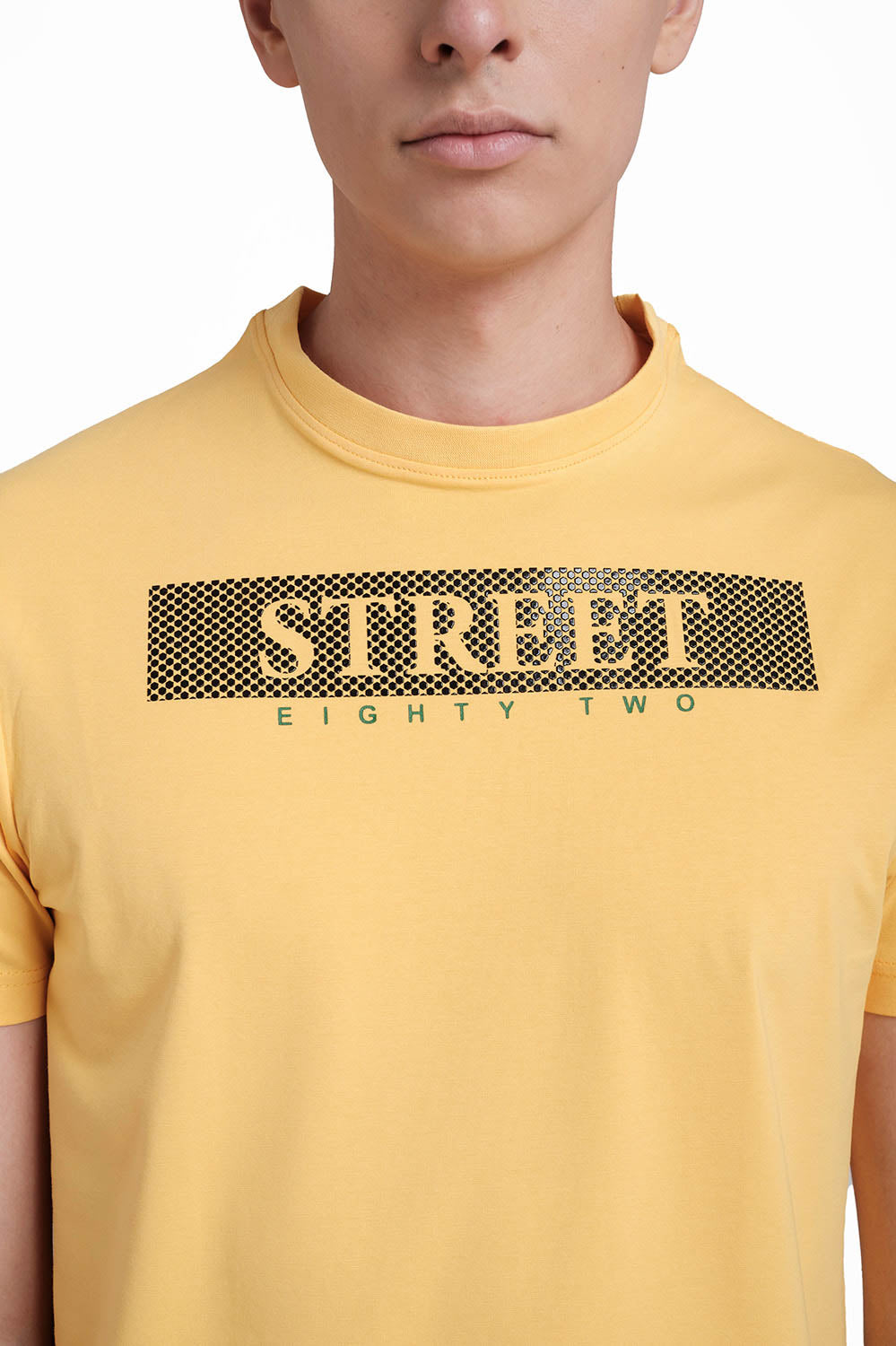 STREET EIGHTY TWO Front High Build & Rubber Print,Solid lycra jersey T-shirt