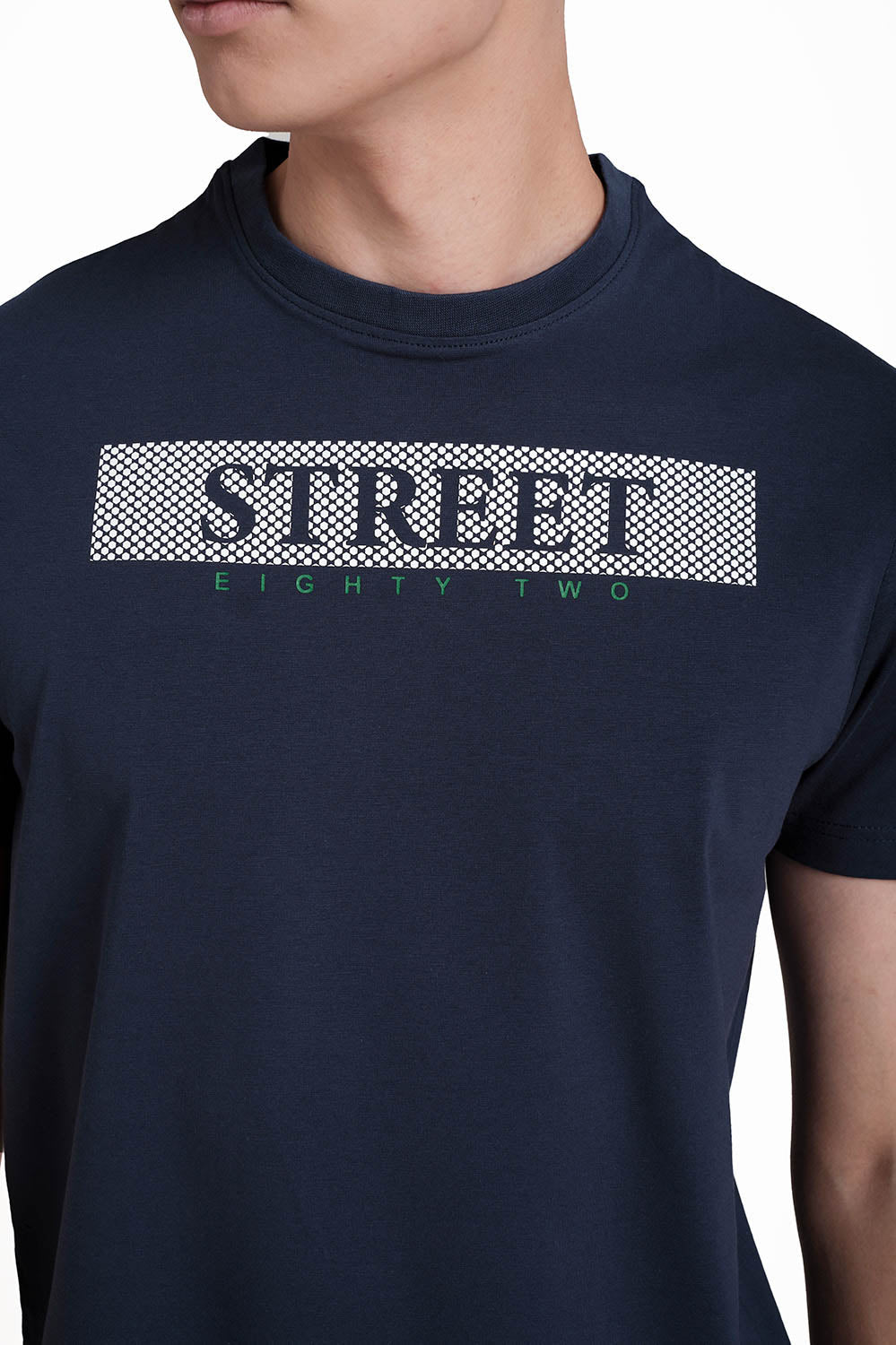 STREET EIGHTY TWO Front High Build & Rubber Print,Solid lycra jersey T-shirt