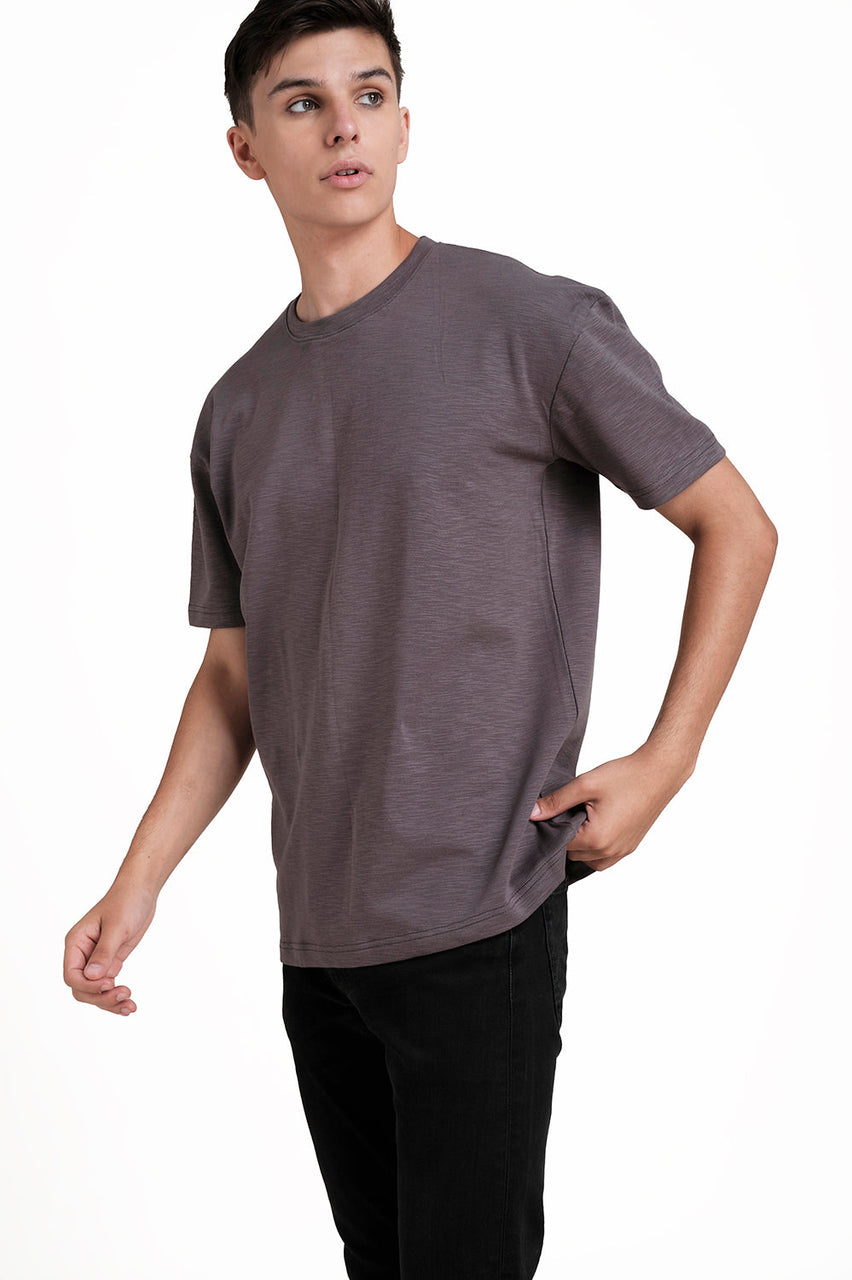 OVERSIZE - Plain, solid rib fabric, Comfort fit T-shirt.