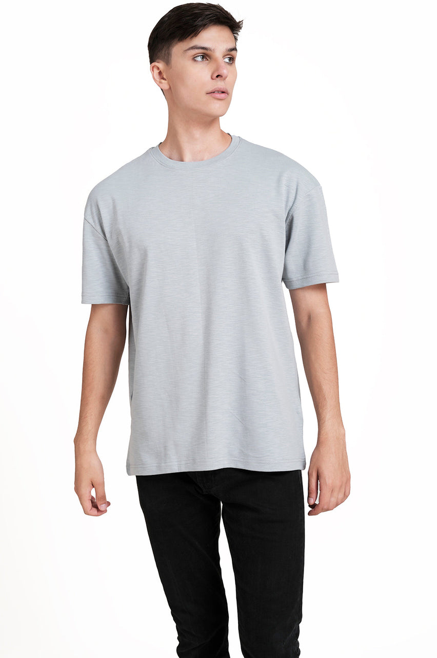 OVERSIZE - Plain, solid rib fabric, Comfort fit T-shirt.