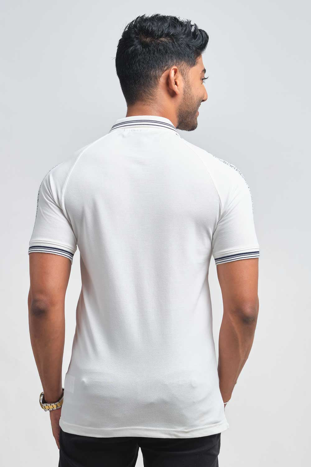 Shoulder typography print, ragland cut, luxury premium cotton, Slim fit polo T-shirt