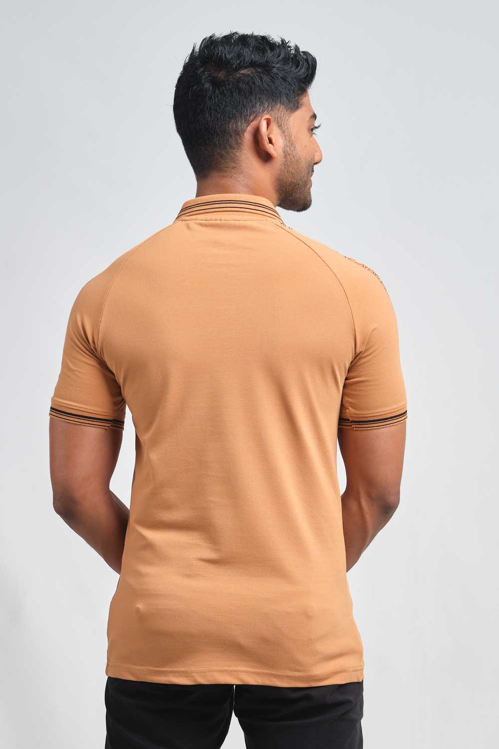 Shoulder typography print, ragland cut, luxury premium cotton, Slim fit polo T-shirt